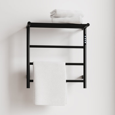 Wall-Mounted Electric Towel Warmer with Top Shelf