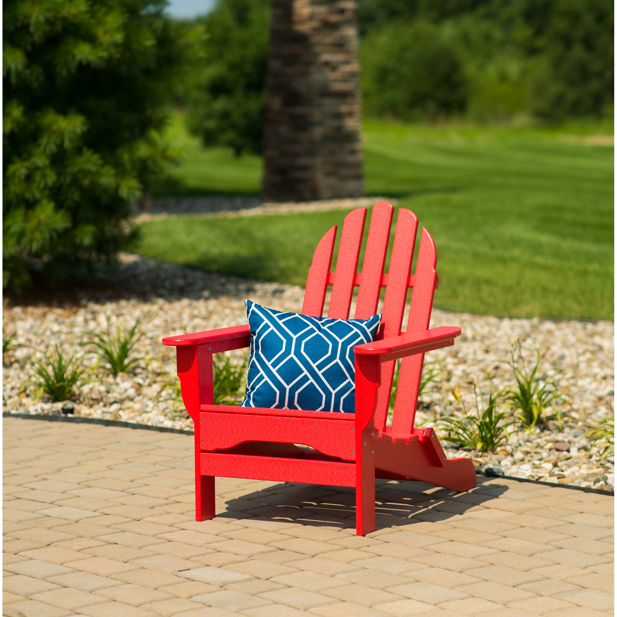 Leighton Outdoor Adirondack Chair, Bright Red