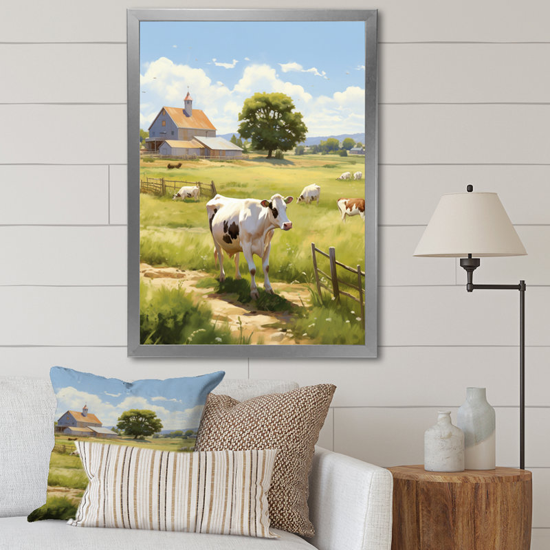 Darach Cow D laitier, sérénité, reproduction d'art sur toile, Cadre photo argenté, H 20 po x l 12 po x P 1 po