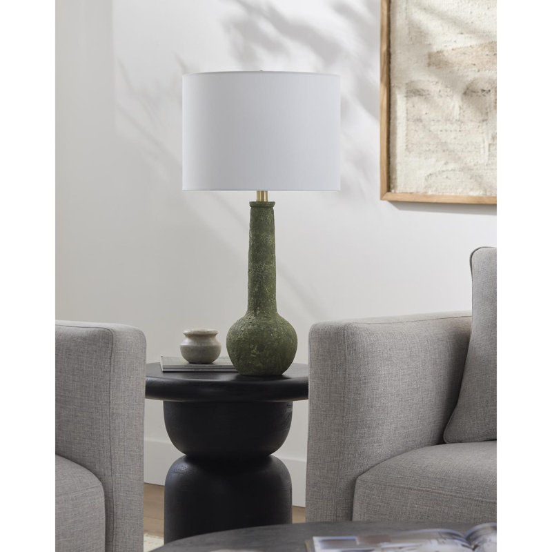 Slawson Table Lamp, White, Rustic Green