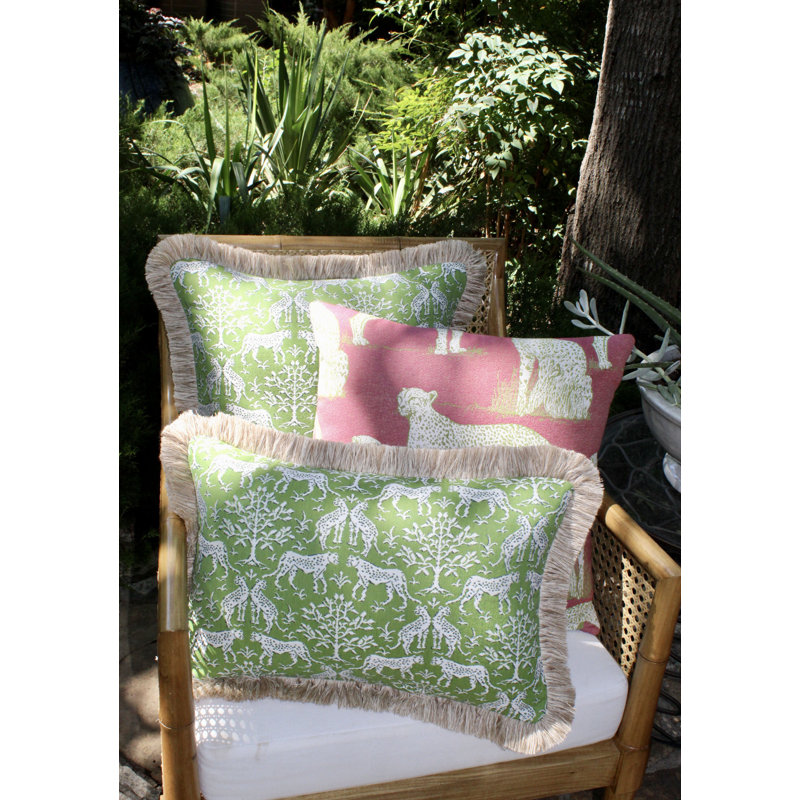 Indoor/Outdoor Pillow Cover & Insert, Kiwi Green/Green/White, Rectangular, 14" H x 20" W