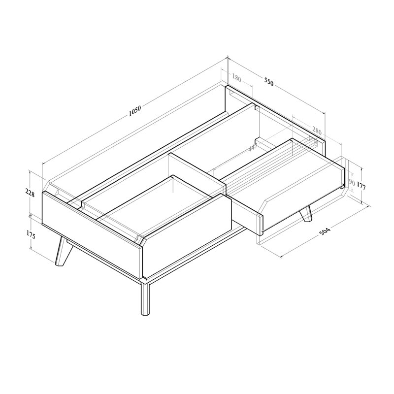 Vania Four Leg Coffee Table with Storage