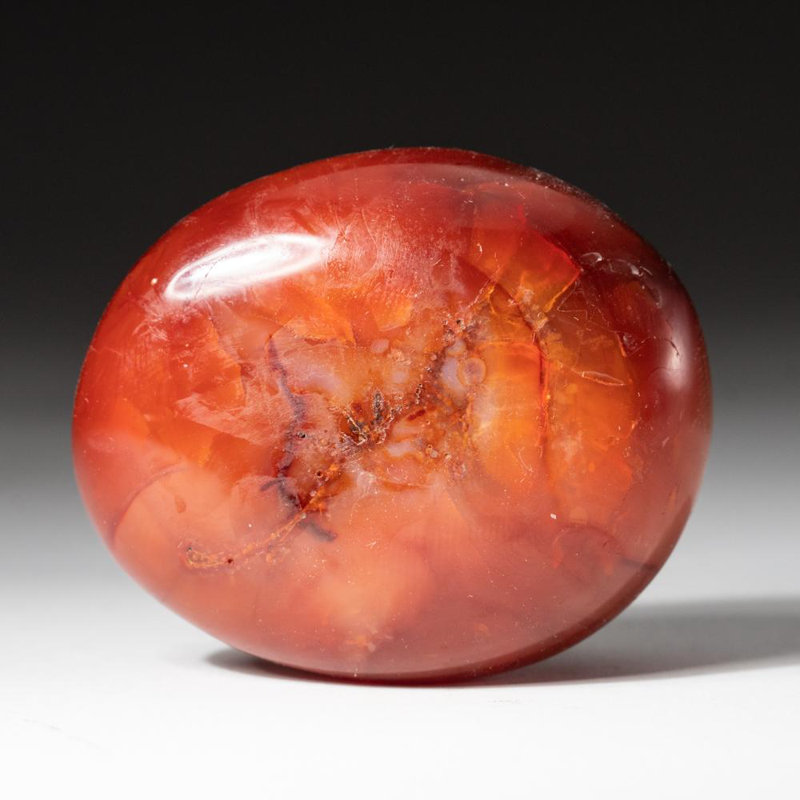 Polished Carnelian Palm Crystal from Brazil, Tan, 2" H x 1.5" W x 2.5" D
