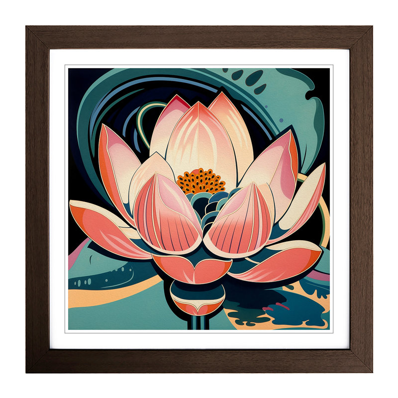Lotus Flower Constructivism No.3 - Framed Print, Walnut