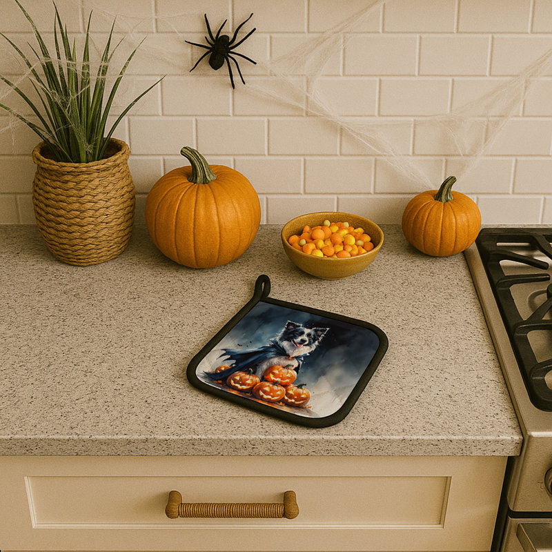Paire de porte-pots Border Collie Puppy Halloween