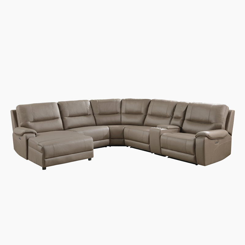 Canapé modulaire inclinable électrique avec repose-pieds en microfibre de 236 po Laysha, Orienté à gauche (vu de face)