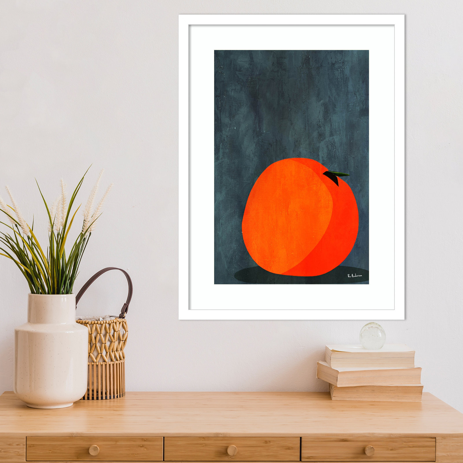 Calmly Sleeping Apple Print, White, 23" H x 17" W
