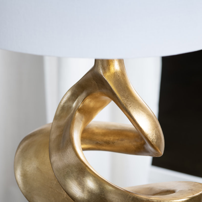 30.25" Resin Table Lamp With White Shade
