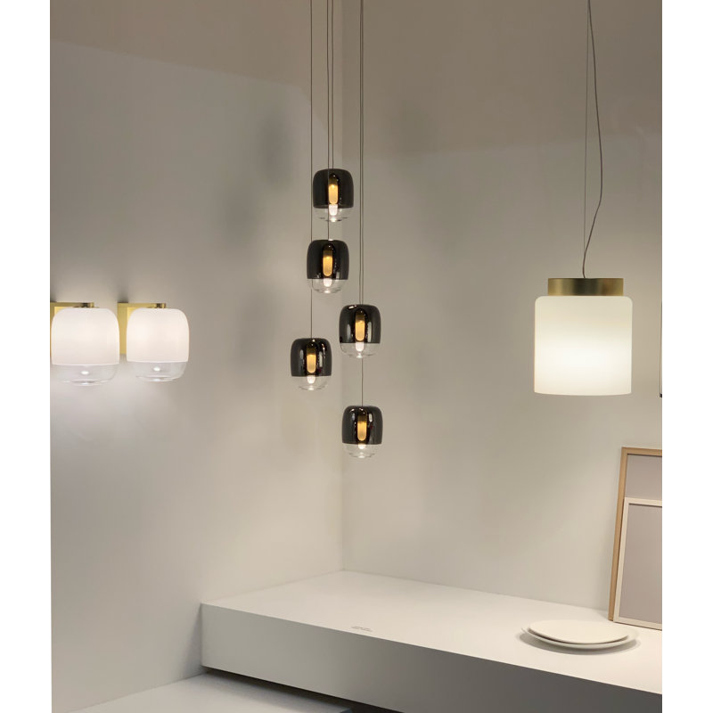 Gong 5 - Light Matt Silver LED Cluster Pendant, Black
