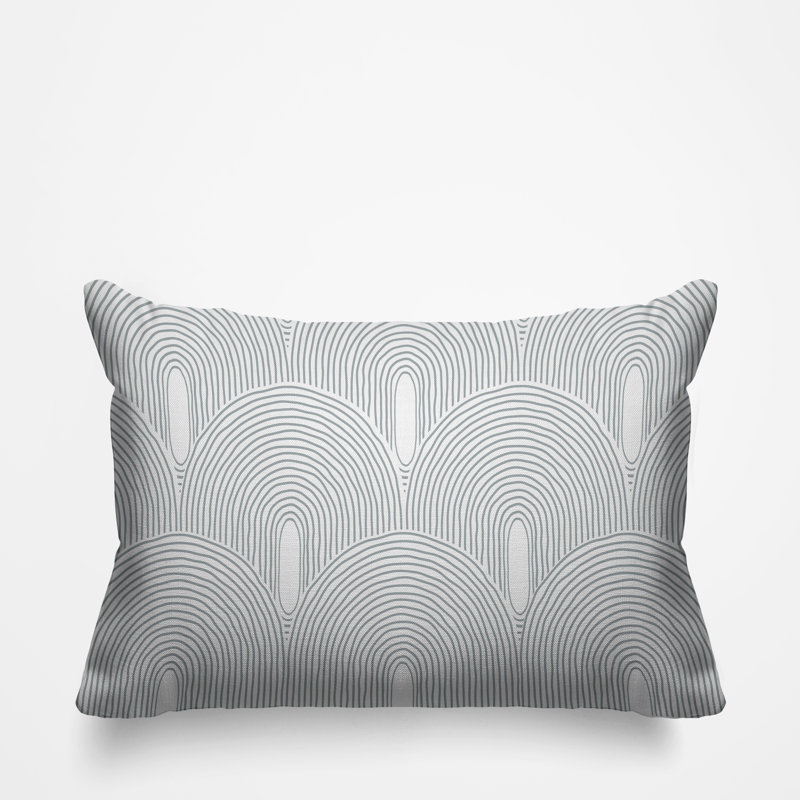 Coussin intérieur / extérieur Limpo Minimalist Mid-Century, 14 po x 20 po, gris, Rectangulaire
