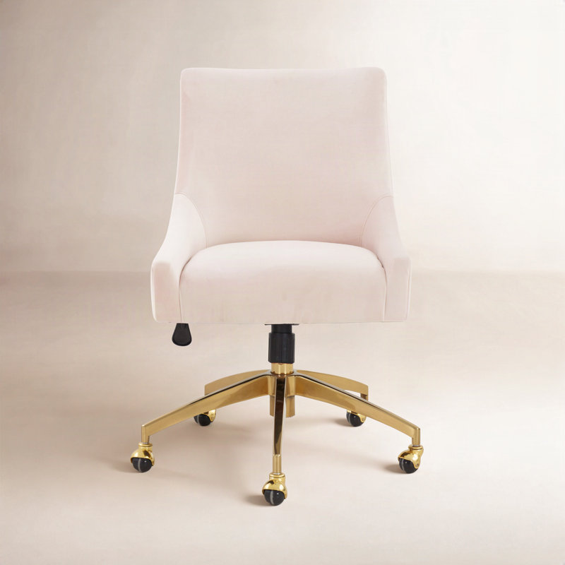Orna Polyester Task Chair, Light Pink, Gold