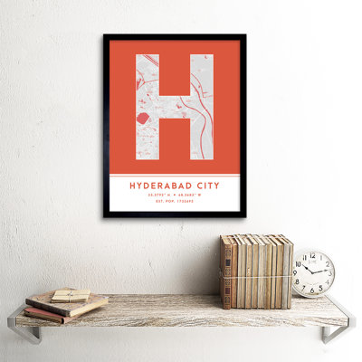 Hyderabad City City Map Hyderabad City Pakistan City Map Orange - Single Picture Frame Typography