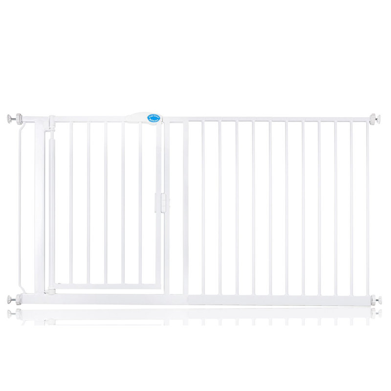 Metal Pressure Mounted Pet Gate With Door, 76 - 161.2cm, White