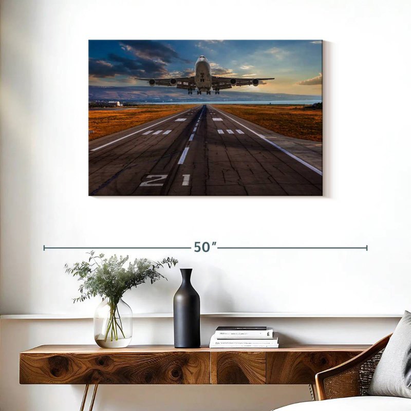 Décollage de l'avion Mehar, H 24 po x l 36 po