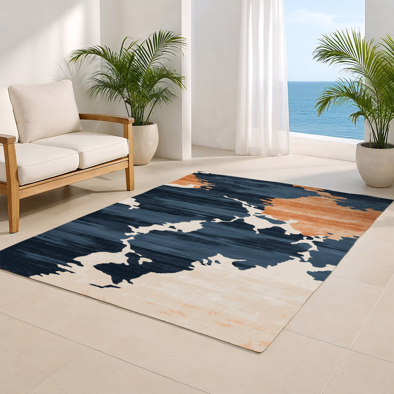 Tapis intérieur et extérieur beige Watercolor, Rectangulaire 2 pi x 3 pi