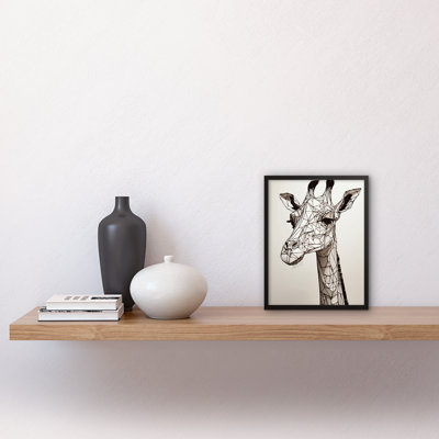 Giraffe Head Polygon Line 1 Piece Single Picture Frame Wall Art
