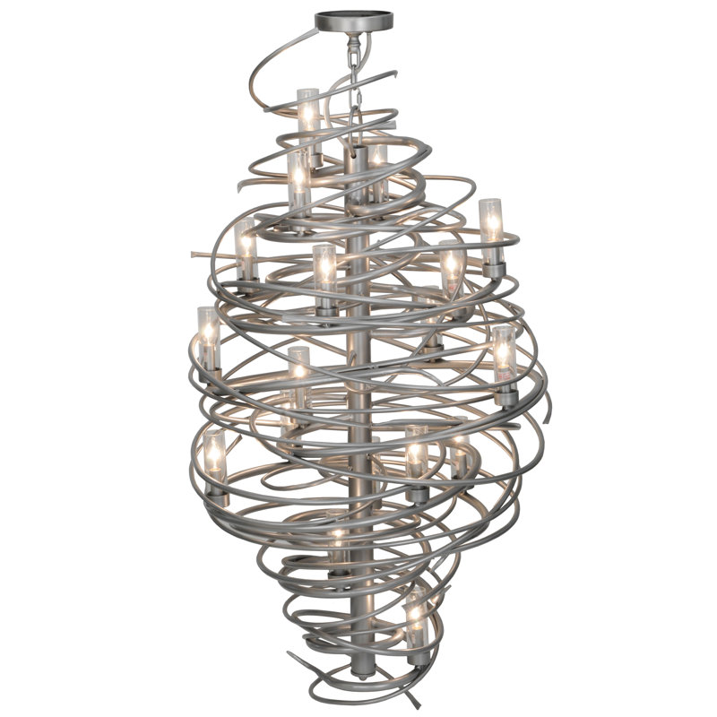 Lustre cyclone l 18 po avec abat-jour en verre