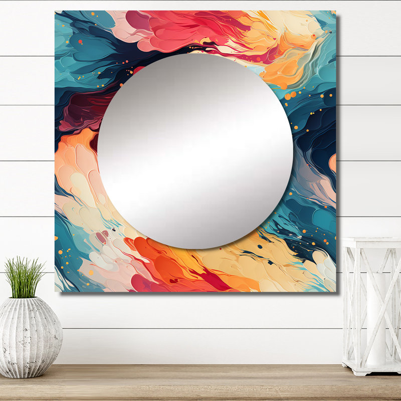 Artistique aux couleurs pastel, expression abstraite - miroir carré moderne pour décoration murale, 23 po x 23 po