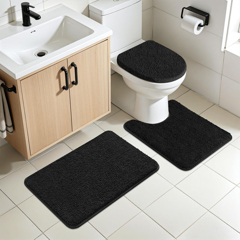 Bathroom Rugs Set, Black