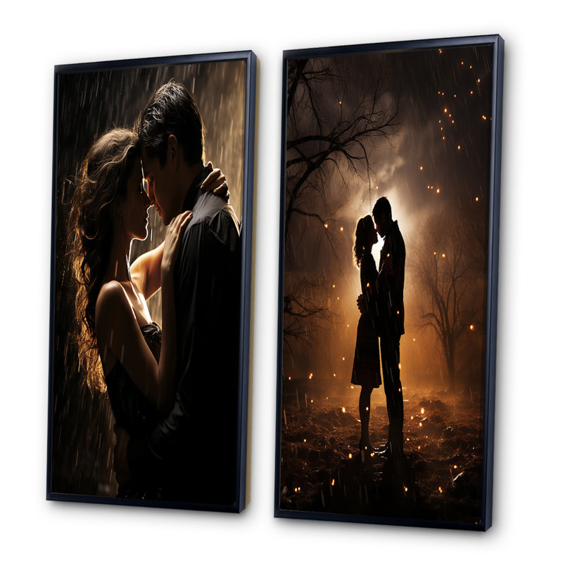 «Couple de mariage céleste» - 2 pièces sur toile, H 32 po x l 32 po, Cadre noir