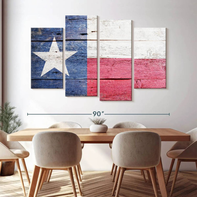 «Wooden Texas Flag Wall Art», reproduction d'art sur toile, H 84 po x l 54 po x P 1,25 po