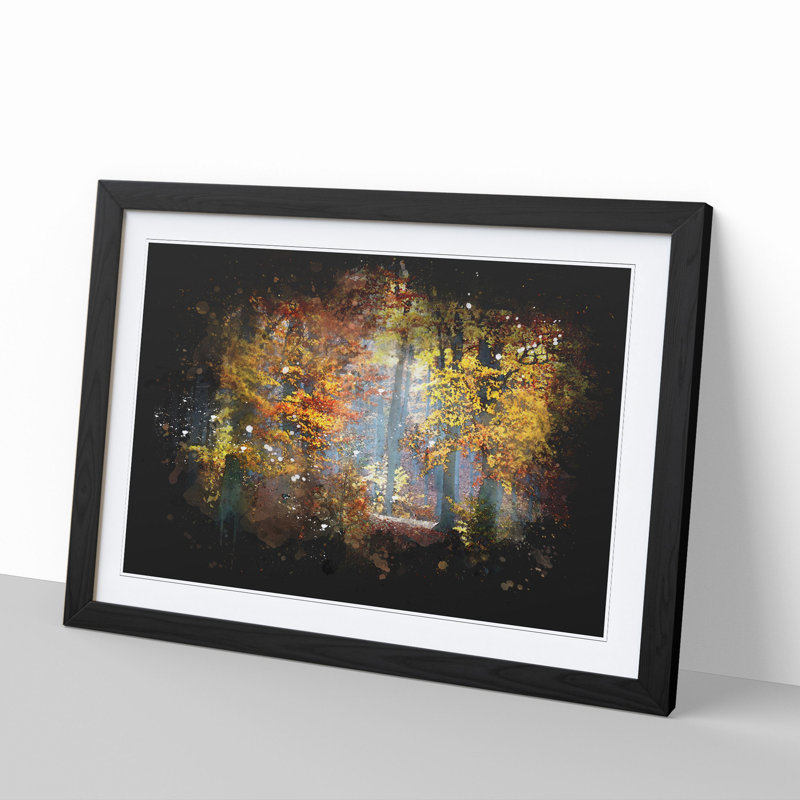 Autumn Forest Vol.3 Paint Splash - Picture Frame Graphic Art, Black, 36cm H x 48cm W x 2cm D