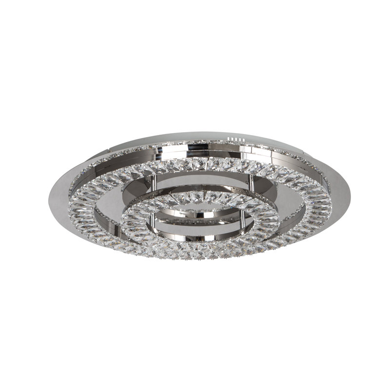 Moberg 2-Light 22.8" Chrome LED Flush Mount With Clear Crystal Accents