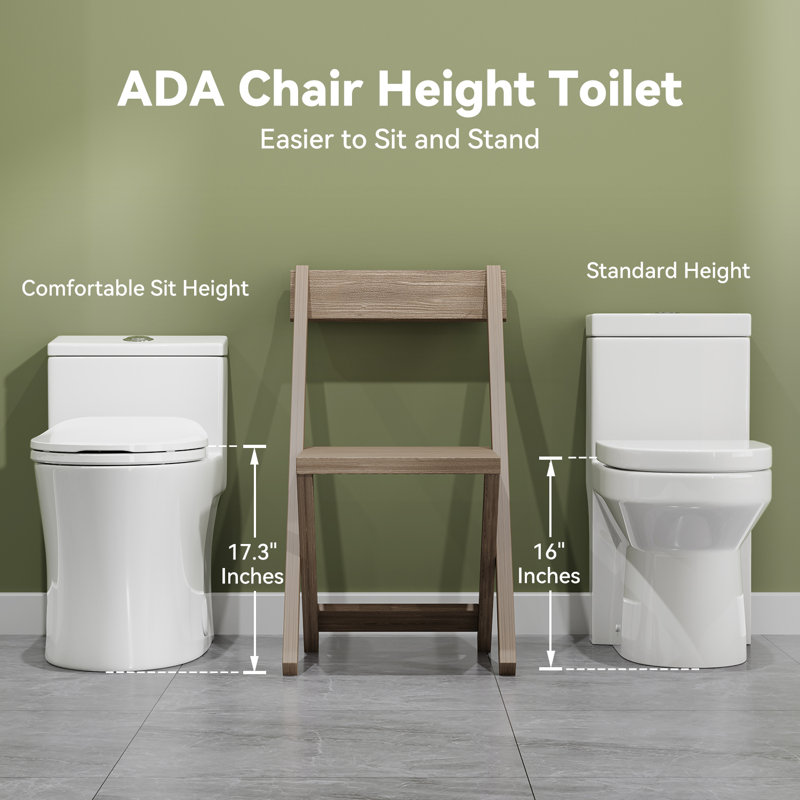 Toilette une pièce avec siège de bidet non électrique, siège de toilette allongé à hauteur de chaise ADA avec siège à buses réglables, siège à double chasse puissante et fermeture douce