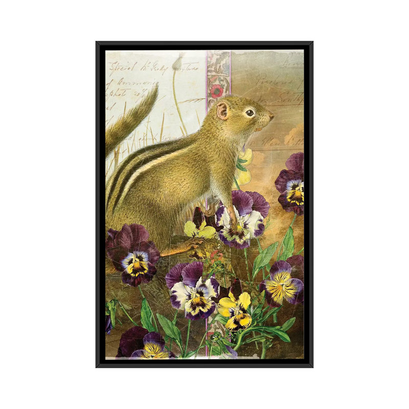 «Whimsical Animals Series: Chipmunk», impression sur toile tendue, 26" H x 18" W x 1.5" D, Black Framed