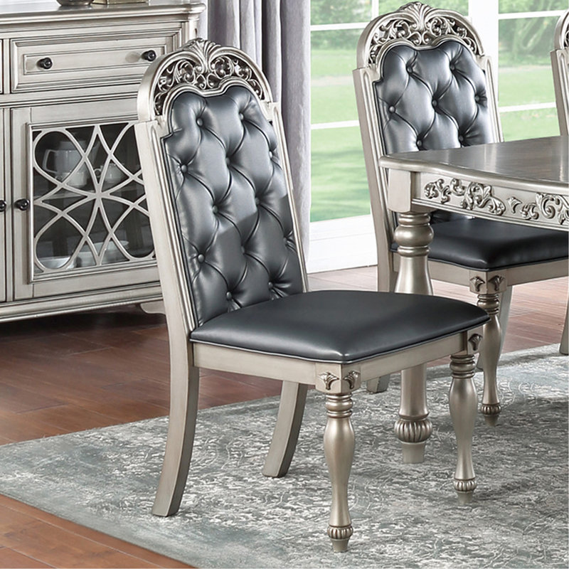 Ensemble de 2 chaises de salle à manger rembourrées en polyuréthane, argent