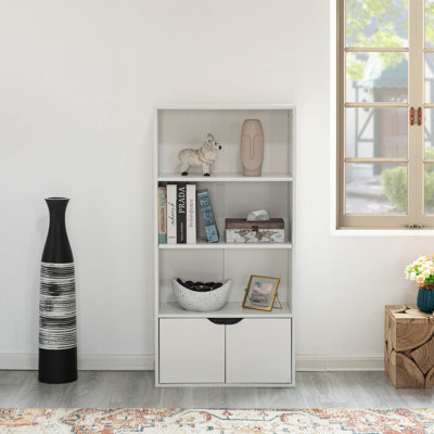 Ezeriah 47" 3 Tier Open Book Shelf & Bookcases with 2 Doors Storage Cabinet & 1 Adjustable Shelf