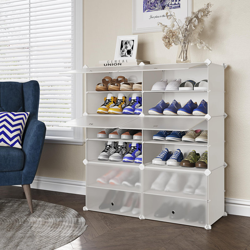 12 Pair Shoe Storage Cabinet, White