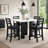1Pc Contemporary Transitional Counter-Height Square Dining Table Faux Marble Top Black White Wooden Stone