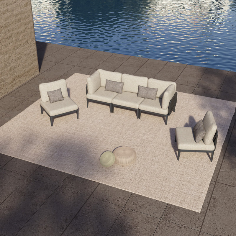 Rope Woven Aluminum Patio Furniture Set Modern 5 Pieces Outdoor Furniture Set Outdoor Conversation Sets,Upgarded Grey
