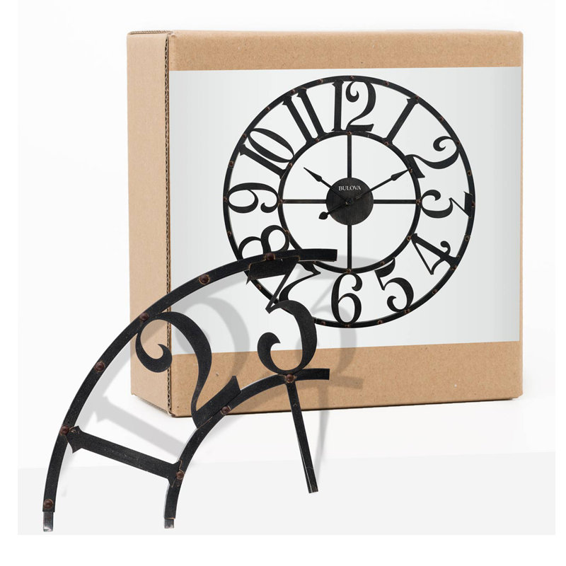 Gabriel 45" Oversized Metal Gallery Wall Clock with Rustic Brown Finish, C4821