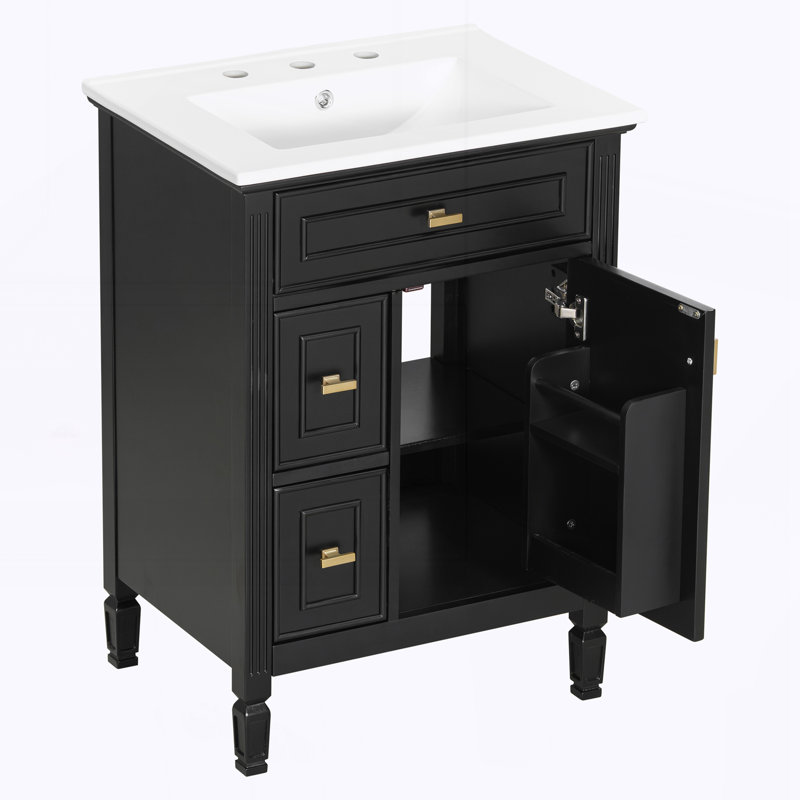 Meuble-lavabo 24 po avec lavabo, Noir