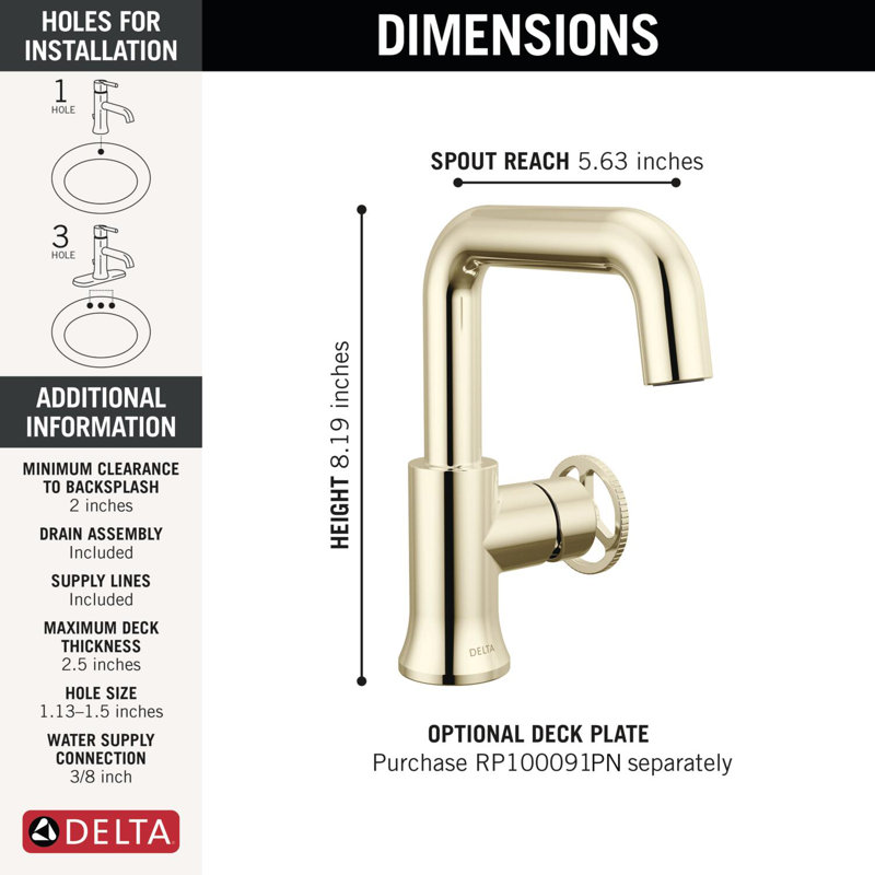 Single Handle Bathroom Faucet, Polished Nickel