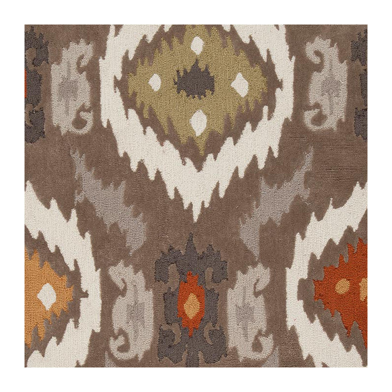 Tapis brun / crème touffeté à la main Dolly Ikat, Rectangle 8 pi x 11 pi
