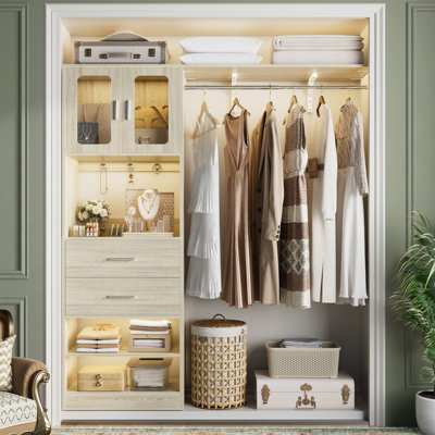 Système d'organisation 60 po avec porte d'armoire Visualize et tiroirs en bois