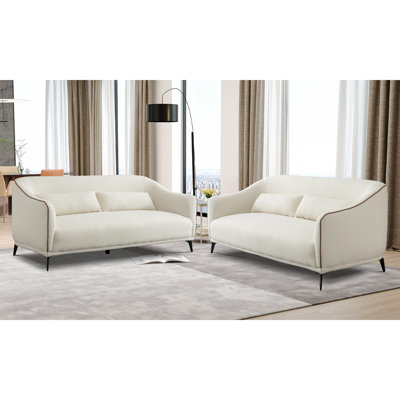 Tuskahoma 76'' Wide Modern Delicate Soft Upholstered Standard Sofa with 2 Lumbar Pillows -  Orren Ellis, AD6F03620F9F4E95A5580B866450C3AD