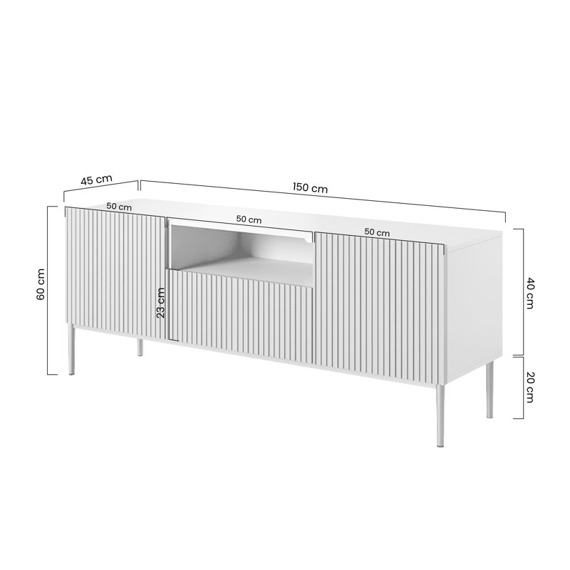 Amelija Unfinished TV Stand for TVs up to 55", Cream/Gold