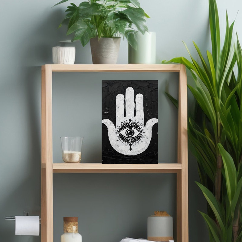 Hamsa Hand Reactive Evil Eye Ethereal Modern Organic Butterfly Lotus Nature Wall Art Print 1 Piece Wrapped Canvas Wall Art