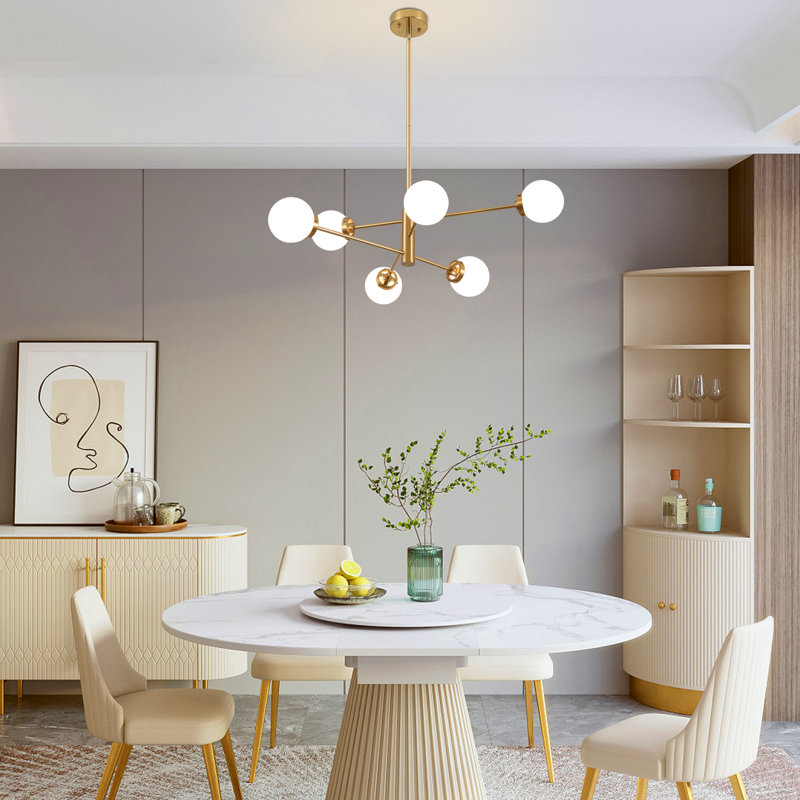 Luminaire suspendu de style industriel moderne 6 lumières Spoutnik Beasley E12 , Doré
