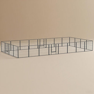 220.5" L X 157.5" W X 31.5" H (7 X 5 Panel) 24 Panel Dog Playpen With Lockable Door For Small And Medium Dogs