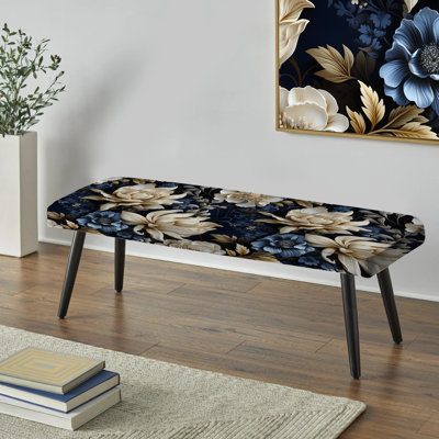 Banc rembourré floral noir Truong