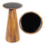 Table à boissons ronde en bois de manguier moderne de 21,5 po avec plateau en verre noir et base en cône de finition naturelle Linden-231635937