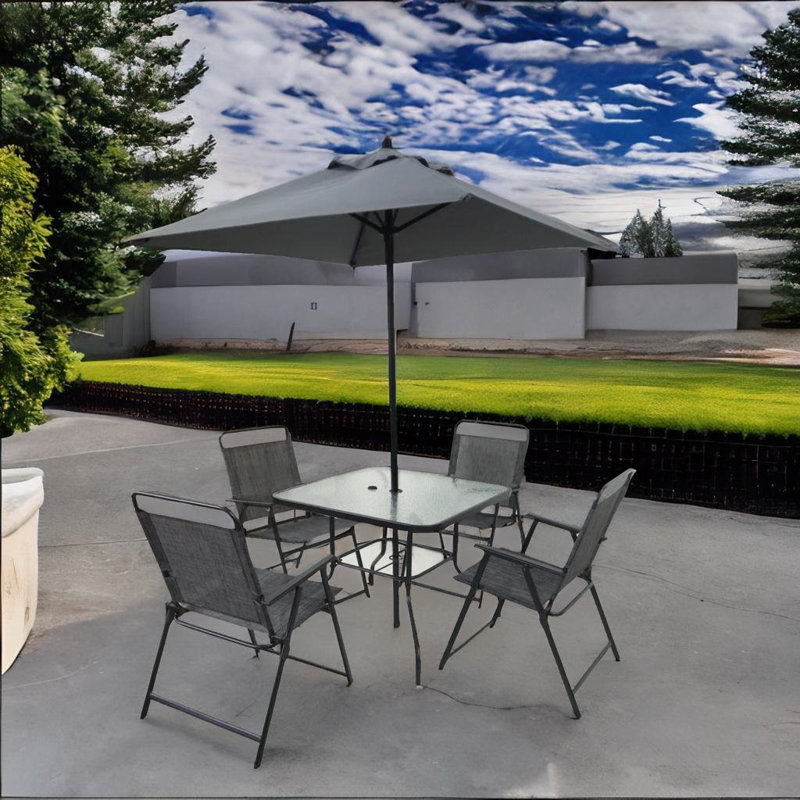 Table de camping carrée pour 4 personnes avec parasol Bhaktivinod