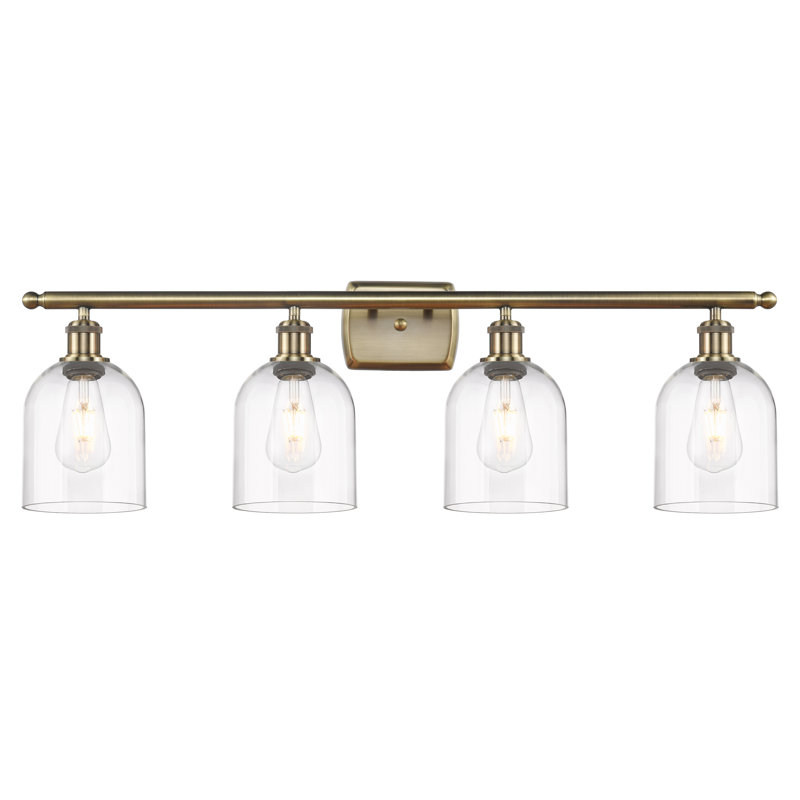 Éclairage pour meuble-lavabo à 4 lumières à intensité variable Anacaren, Clair, Laiton antique