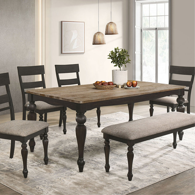 Brown Brushed And Charcoal Sandthrough Dining Set