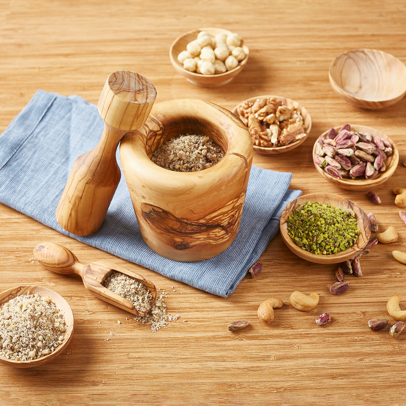 Wood Mortar And Pestle Set
